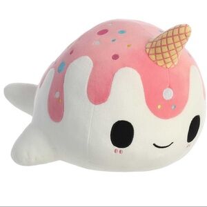 Auror Large Vanilla-Berry Nomwhal Tasty Peach Enchanting Stuffed Animal 14”